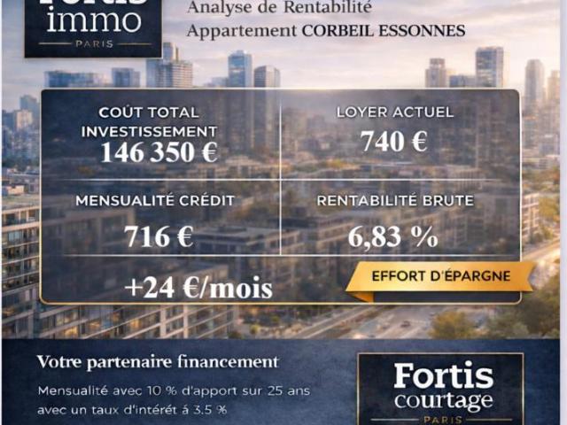 CORBEIL ESSONNES 3 PIECES 50,39m² 2 CHAMBRES VENDU LOUÉ