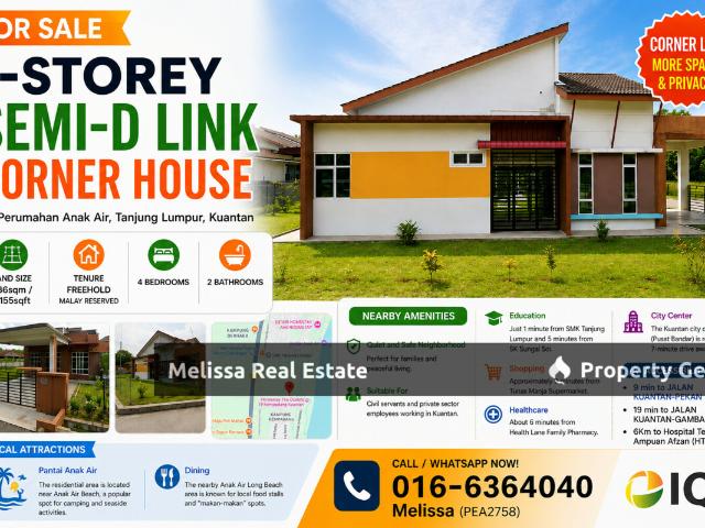 Corner Lot Semi D Link di Anak Air Jaya Tanjung Lumpur