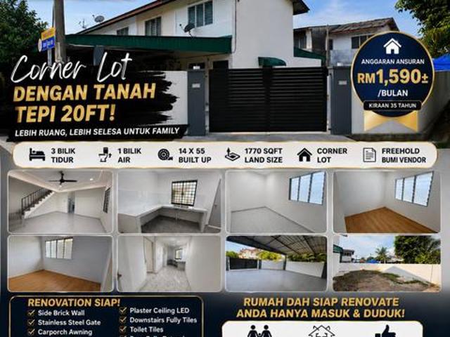 Corner Lot Taman Sri Wangsa Batu Pahat Johor Reno Low Cost Dua Tingkat