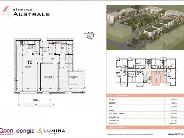 COSNES ET ROMAIN, Résidence Australe, Appartement T3 au RDC