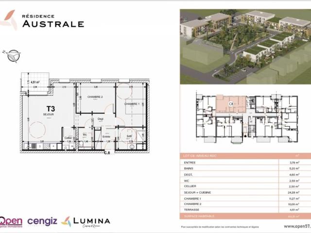 COSNES ET ROMAIN, Résidence Australe, Appartement T3 au RDC