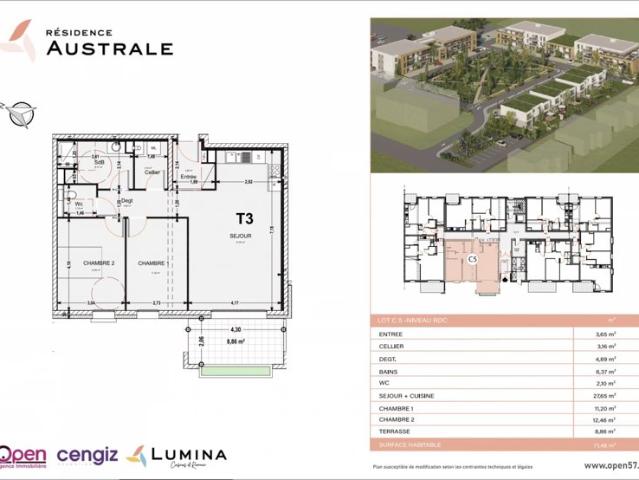 COSNES ET ROMAIN, Résidence Australe, Appartement T3 au RDC