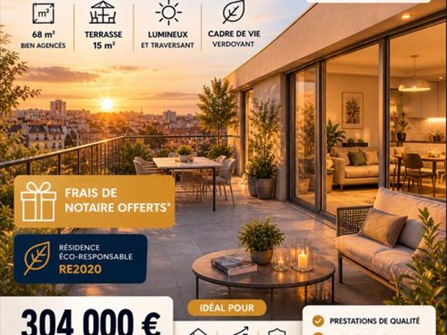 COUP DE CŒUR ASSURÉ – 3 PIÈCES AVEC GRANDE TERRASSE – À SAISIR RAPIDEMENT ! A ROMAIVILLE 3 pièces, 62 m²