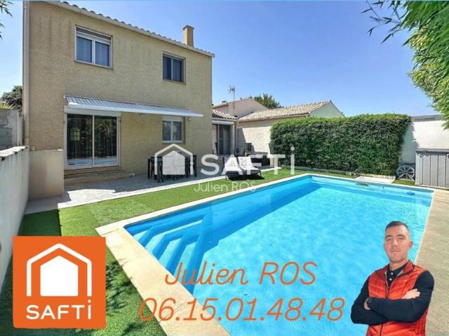 Coursan – Maison familiale 4 chambres avec piscine et suite parentale
