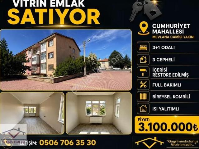 Cumhuriyet Mh. 3+1 Odalı 3 Cephe arakat bakımlı Satılık Daire