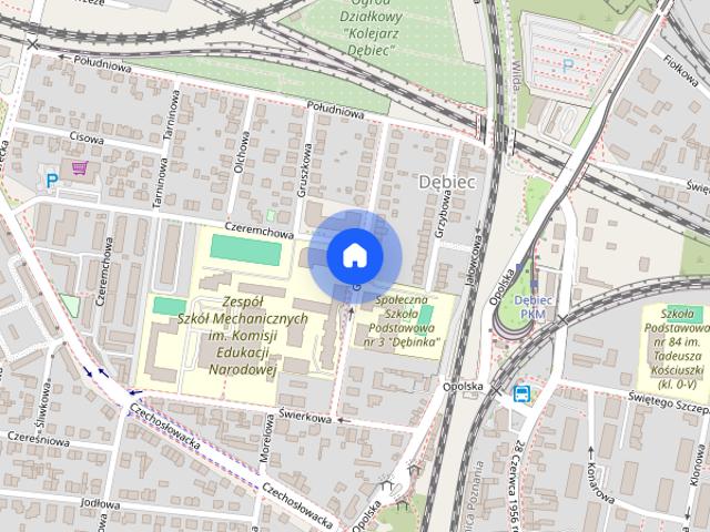 Dębiec ul. Grabowa blisko tramwaju