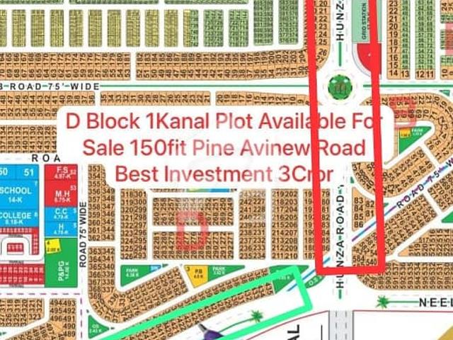D Block 1kanal 150ft Pine Avenue Road Hunza Road 1kanal Possession Plot Available For Sale Best Location Near Etihad Town Phase3 Near Main Ferozepur Road