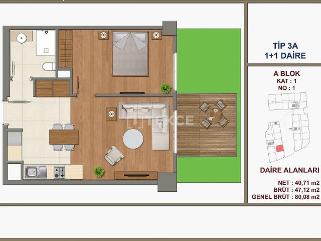 Daire 1+ İstanbul, Türkiye 165957