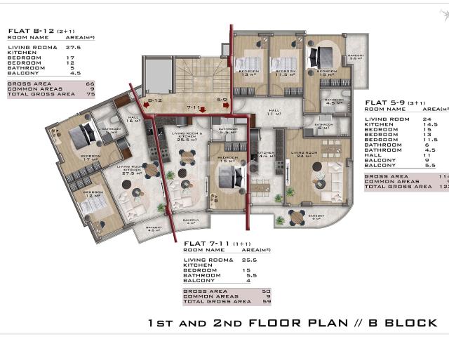 Daire 3+1 Alanya, Antalya, Türkiye 222445