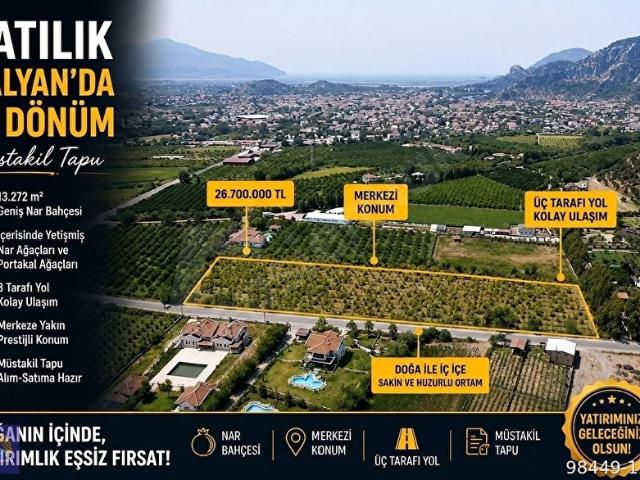 DALYANDA FIRSAT! 13 DÖNÜM MÜSTAKİL TAPULU ARAZİ