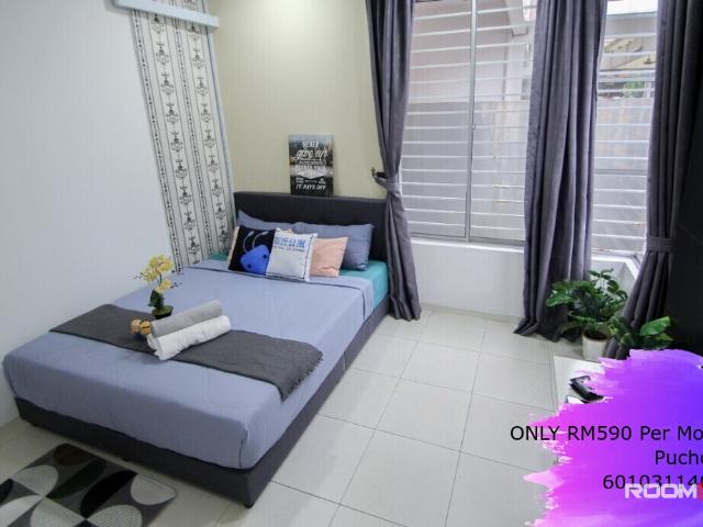 D'alpinia PuchongPuchong South Near IOI CIty Mall Putrajaya, Hospital Serdang, MRT, Fully Furnish Middle Room with A