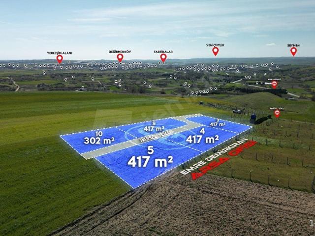 DEĞİRMENKÖY'DE HAVADAR MANZARALI 417 m HOBİ ALANLARI