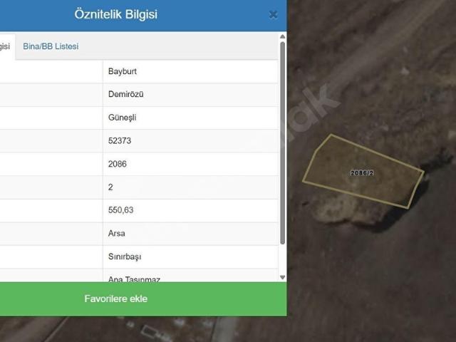 DEMİRÖZÜ GÜNEŞLİDE YOLA YAKIN ARSA