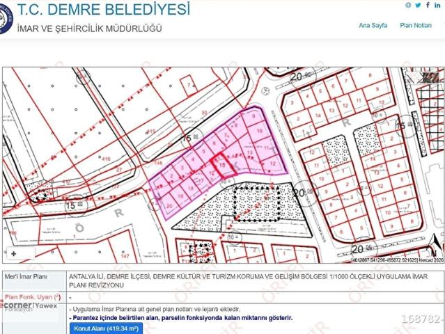 DEMRE DE MERKEZİ KONUMDA SATILIK 420M2 KONUT PARSELİ