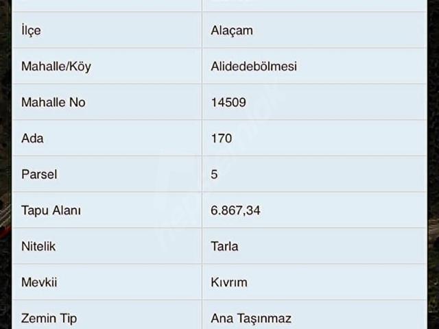 DEKA GAYRİMENKULDEN SATILIK ALAÇAM'DA 6.867 m TARLA