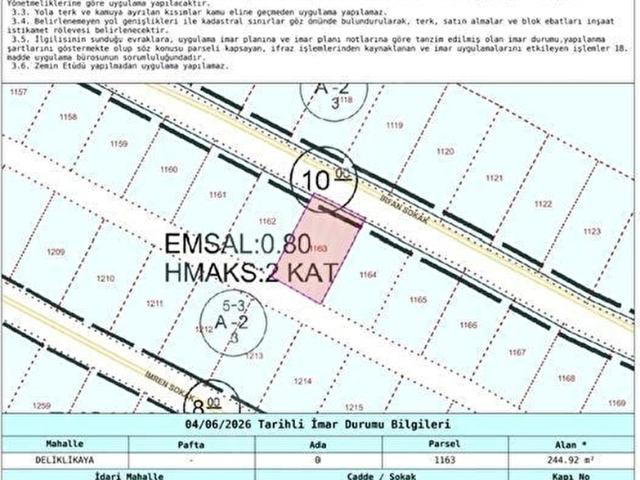 DELİKLİKAYA BAHÇEŞEHİRE YAKIN BÖLGEDE İMARLI SATILIK 224 M2 ARSA