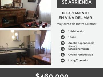 Depto 1d 1b 50mt2 amoblado Agua Santa Viña del Mar