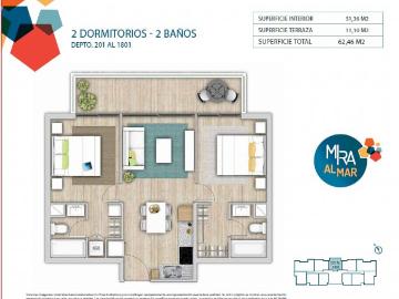 DEPTO 2D/2B SUITE PISO 17 DESPEJADA VISTA AL MAR