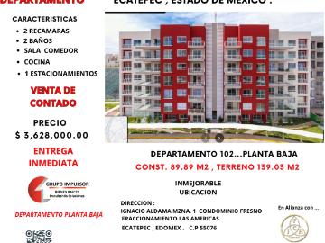 DEPARTAMENTO EN PLANTA BAJA, LAS AMERICAS, ECATEPEC DE MORELOS, EDOMEX
