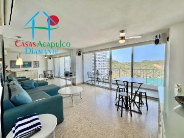 Departamento en renta vacacional con una recámara y vista al mar