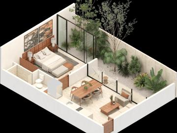 Departamento en venta de una habitacion en Temozon