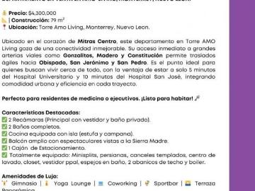 DEPARTAMENTO EN VENTA EN AMO LIVING, MONTERREY, NUEVO LEON