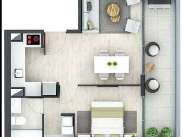 Departamento en Venta en Las Condes 1 dormitorio 1 baño