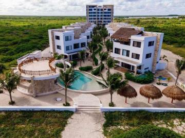DEPARTAMENTO EN VENTA EN TELCHAC EN EXCLUSIVO DESARROLLO FRENTE AL MAR, BOCANA
