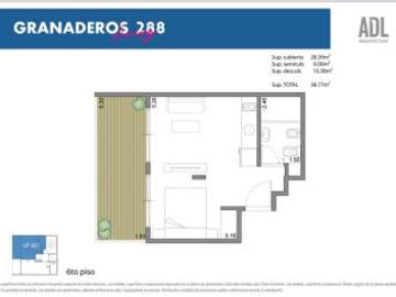 Departamento Monoambiente de 38,77 m2 totales con gran Balcon