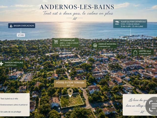 DERNIER Terrain à vendre de 451,00 m² ANDERNOS LES BAINS 33