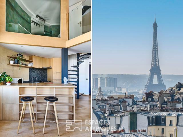 Derniers étages sous dôme avec vue panoramique sur Paris