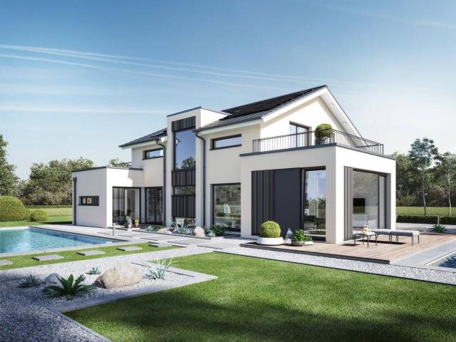 Designstarkes Energiesparhaus von Bien Zenker+Grundstück+KFW Förderung+Festpreisgarantie