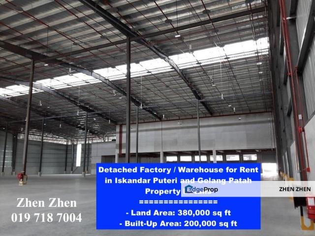 Detached Factory / Warehouse for Rent in Iskandar Puteri and Gelang Patah Land Area: 380,000 sq ft
