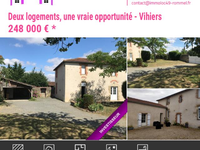 Nouveau prix pour cette belle longère avec 2 logements indépendants loués Rentabilité immédiate Vihiers