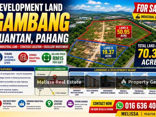 Development Land in Industrial Zoning Gambang Near Tol Plaza