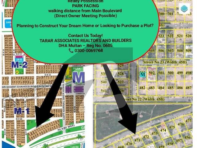 DHA Multan | M 471 | 01 Kanal | Park Facing | Ready Possession | Near Main Boulevard | Direct Owner Meeting