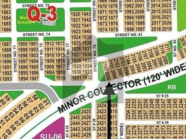 DHA Multan sector Q 1 kanal 120ft road corner extra land plot near to park, Masjid and commercial