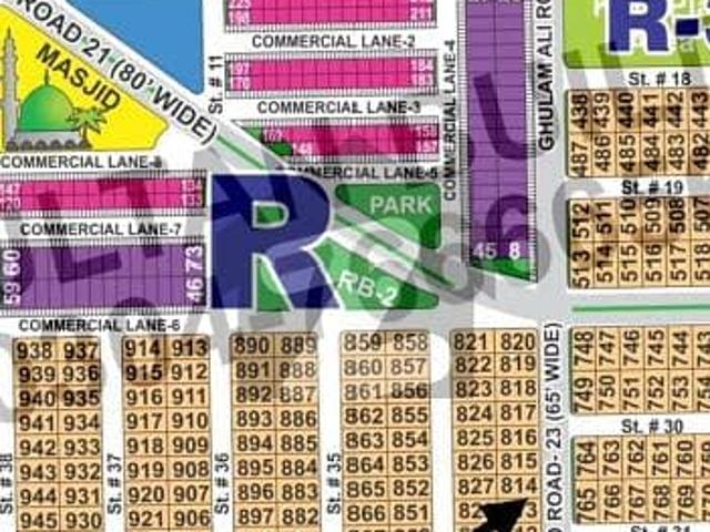 DHA Multan sector R 1 kanal 65ft road facing residential plot near to park, Masjid and commercial