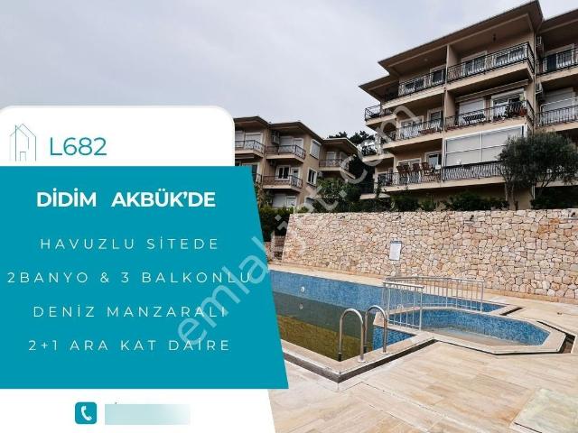 Didim Akbük'te Havuzlu Sitede Deniz Manzaralı Eşyalı 2+1 Ara Kat Daire