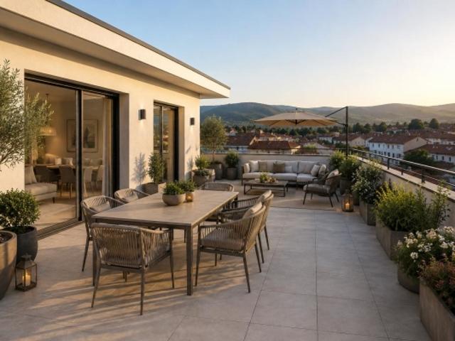 DISPO DE SUITE CUISINE + FRAIS DE NOTAIRE OFFERTS TERRASSE DE 93 M2 SUPERBE T4 EN DERNIER ÉTAGE AVE VUE DÉGAGÉE À PROXIMITÉ DE LA GARE