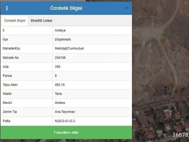 DÖŞEMEALTI MELLİDAĞ'DA KÖY İÇİ KÖŞE PARSEL SATILIK TARLA