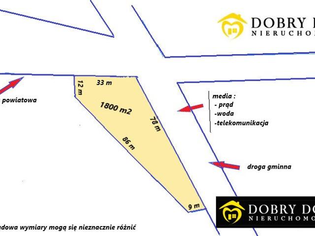 Działka pod zabudowę z mediami, asfalt, 1800 m²