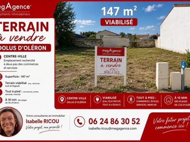 DOLUS D'OLERON, TERRAIN A BATIR viabilisé de 147m²