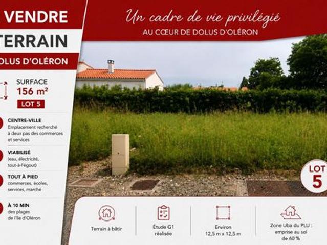 DOLUS D'OLERON, TERRAIN A BATIR viabilisé de 156m²