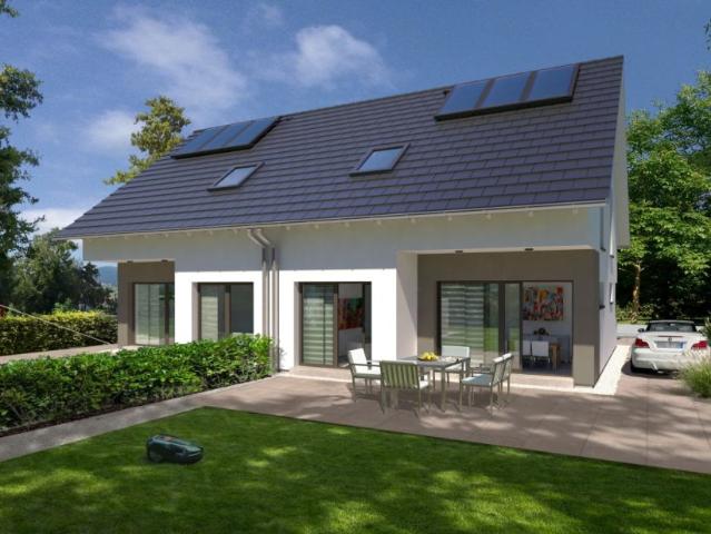 Doppelt sparen. Doppelhaushälfte als klimafreundlicher Neubau mit PV Anlage. Kfw Förderung 100.000, ab 1,73%. Energiekosten zusätzlich gespart