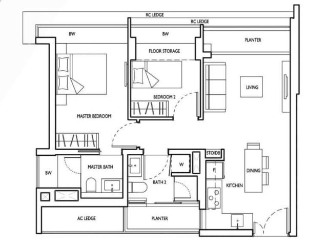 D'NEST Condominium For Rent, $3,600, 2 Bed 2 Bath 753 sqft $4.78 psf