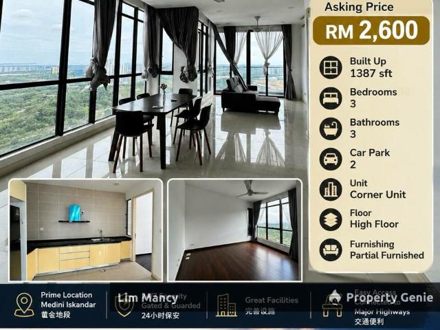 D'Pristine Medini Iskandar Puteri 3+1Bedroom Apartment For Rent