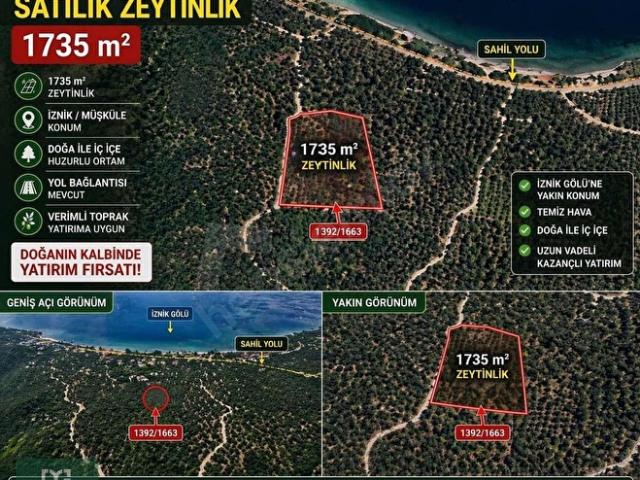 DRAMALI'DAN BURSA İZNİK MÜŞKÜLE'DE SATILIK 1735 M2 FIRSAT ARAZİ