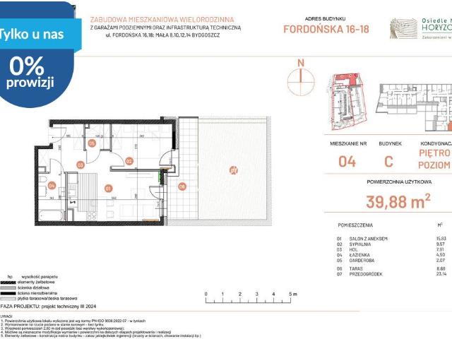 Dwupokojowe mieszkanie na sprzedaż, 39,88 m², Fordońska