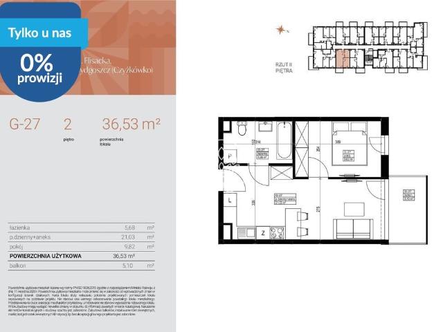 Dwupokojowe mieszkanie na sprzedaż w Czyżkówku, 36,53 m2